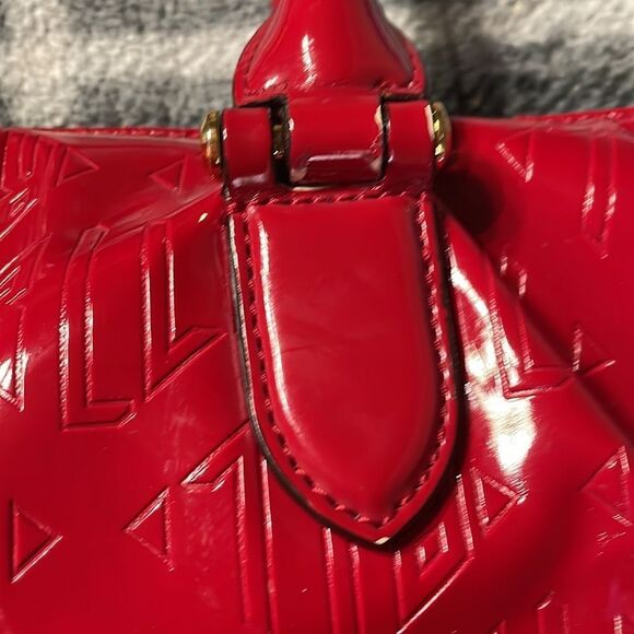 Ralph Lauren Vintage Ferrari Red Leather Handbag Glossy Shoulder Purse - Picture 15 of 16
